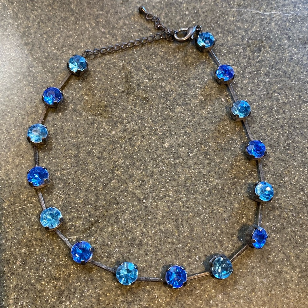 Vintage 90s gunmetal mixed bluestone choker